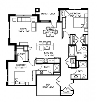 H-Two Bedroom + Den