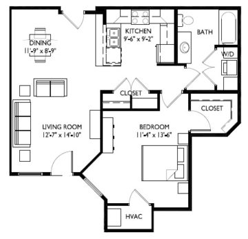 50-E  One Bedroom