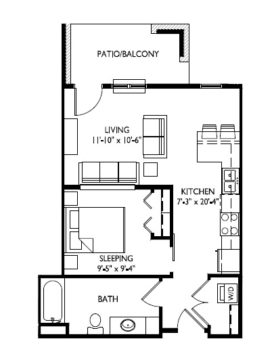 40/28-C1  Studio (Garage Parking Included)